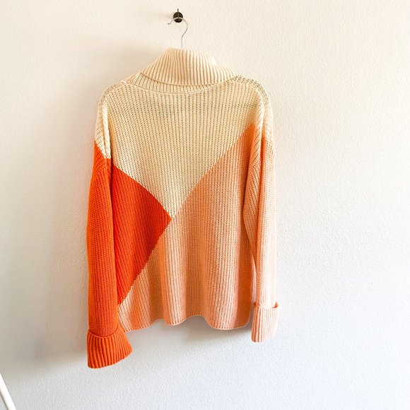 Womens Pink Turtle Neck Color Block Sweater XL - Picture 4 of 4